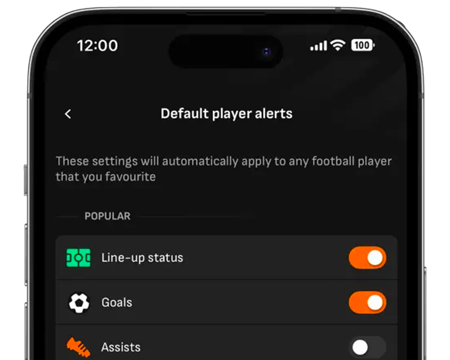 LiveScore app showing football alerts and notifications